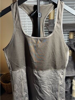 Athleta Ribbed Racerback Tank Top in Taupe